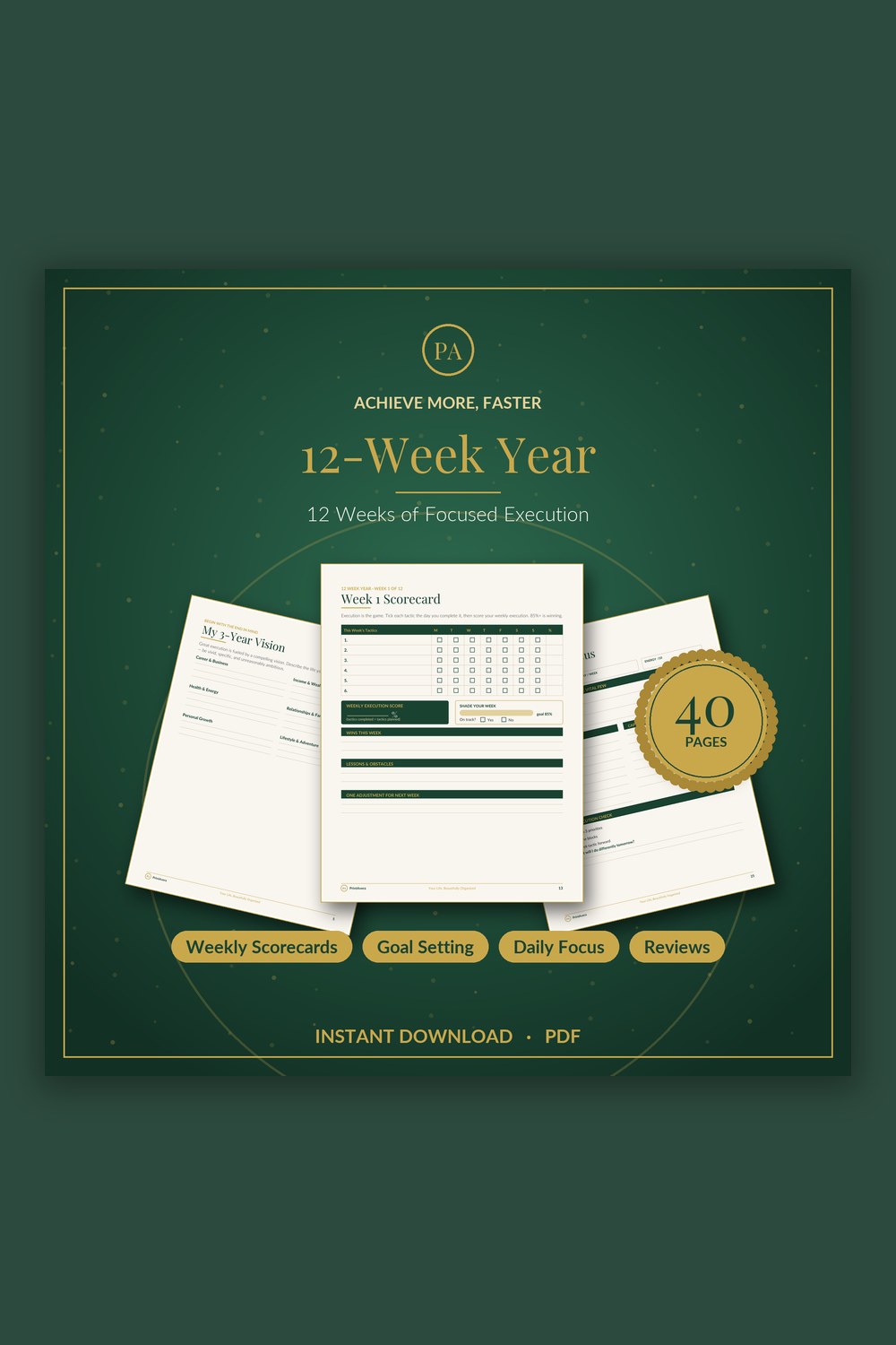 90 Day Goal Planner — PrintAvera printable