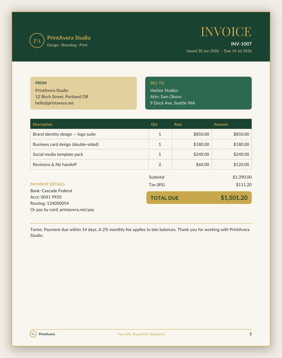 A sample page from the Business Finance & Admin collection