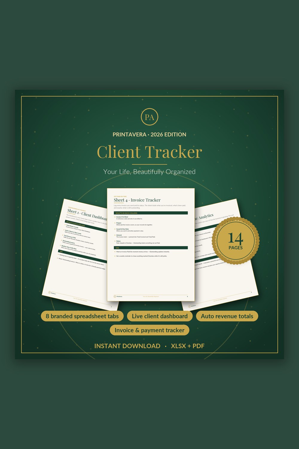 Client Tracker Spreadsheet — PrintAvera printable