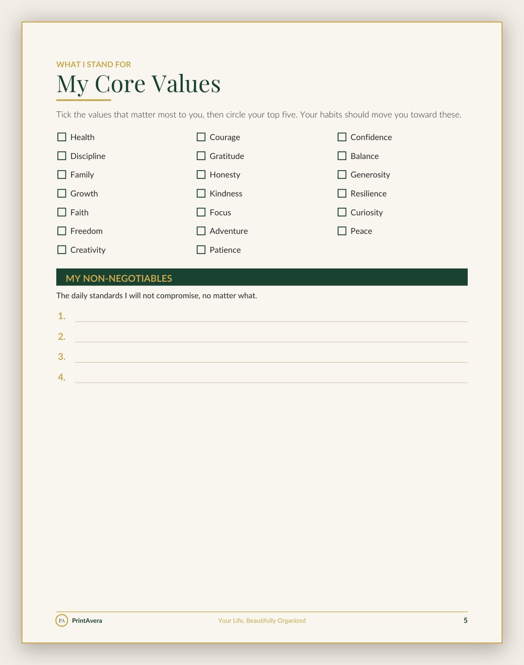 A sample page from the Goal, Habit & Personal Growth collection