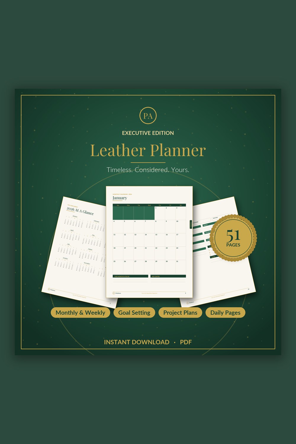 Leather Planner Digital — PrintAvera printable