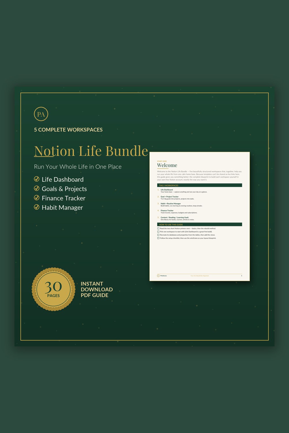 All-in-One Life OS Template for Notion — PrintAvera printable