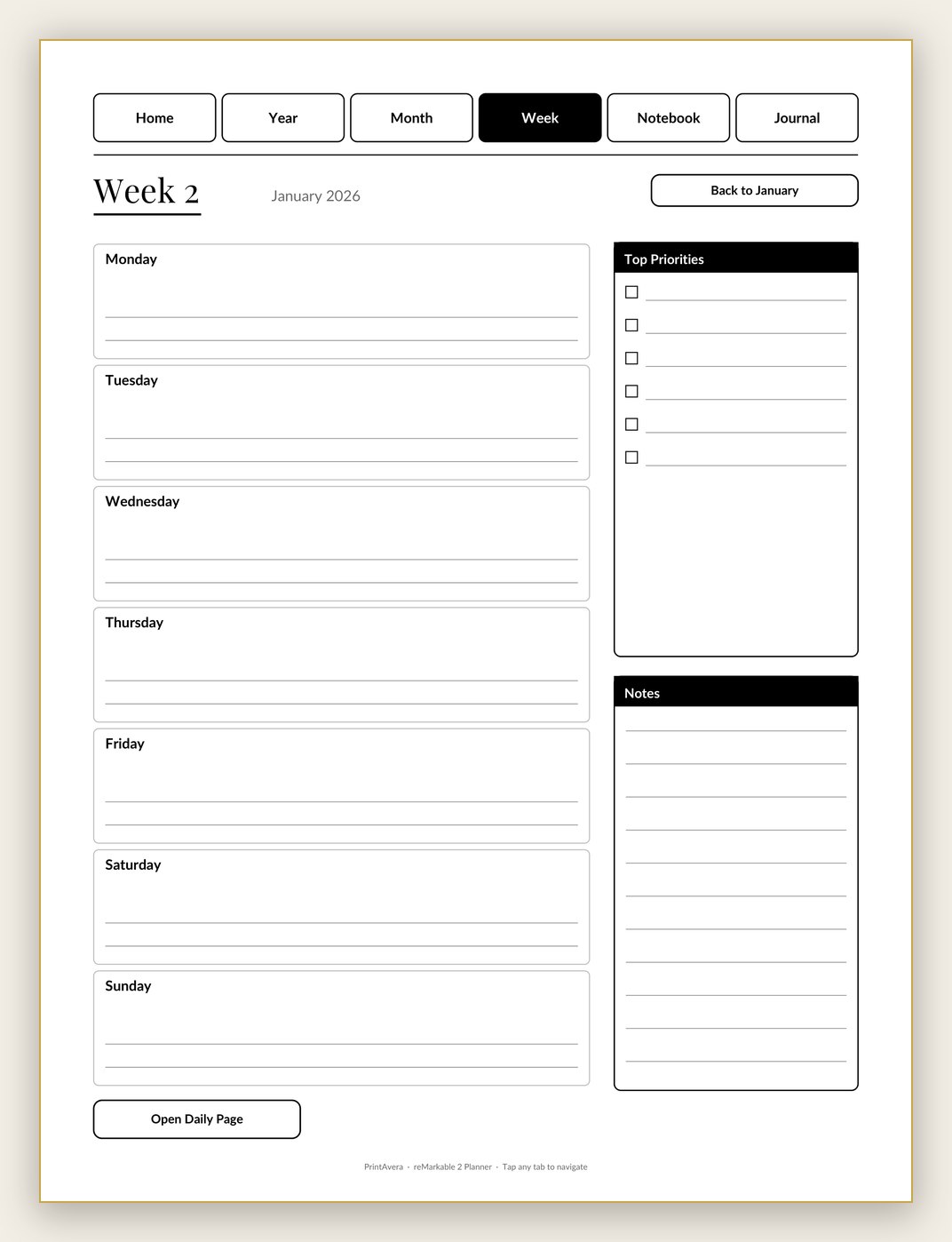 A sample page from the Planners & Accessories collection