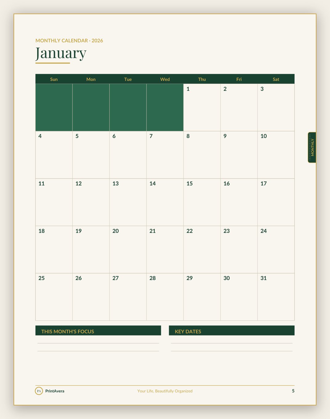 A sample page from the Planners & Accessories collection