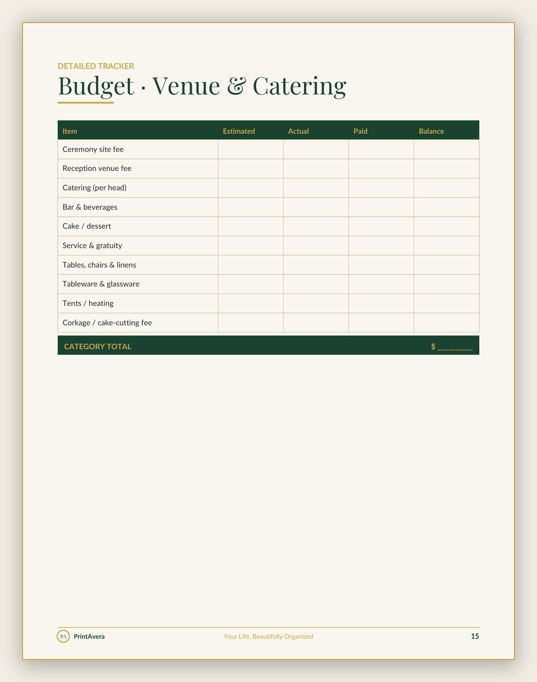 A sample page from the Pregnancy, Fertility & Wedding Milestones collection