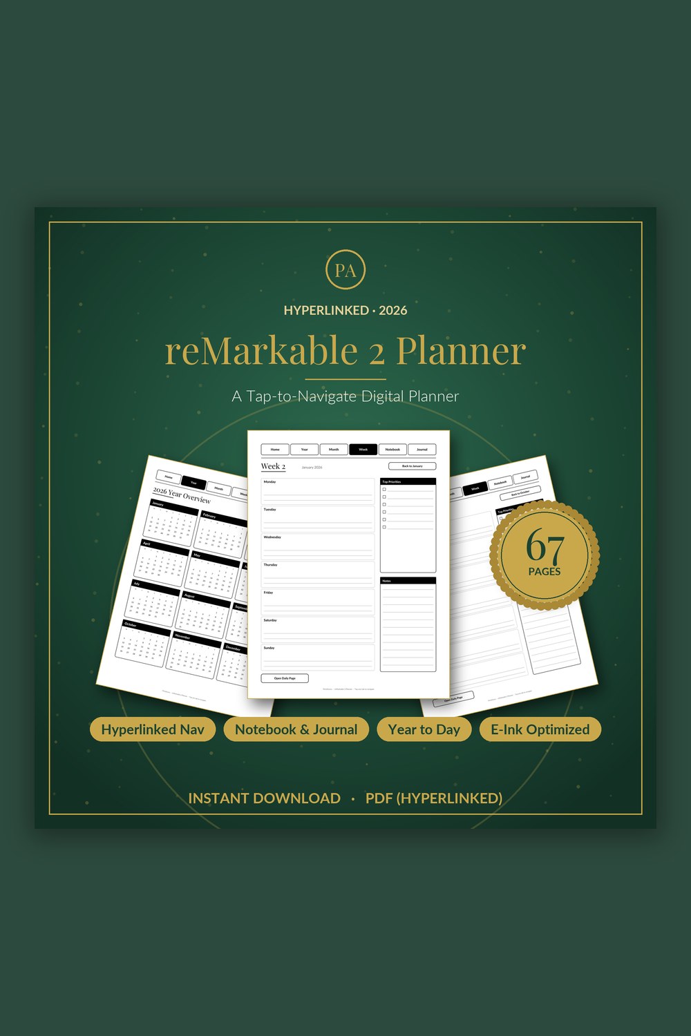 Digital Planner for reMarkable 2 — PrintAvera printable