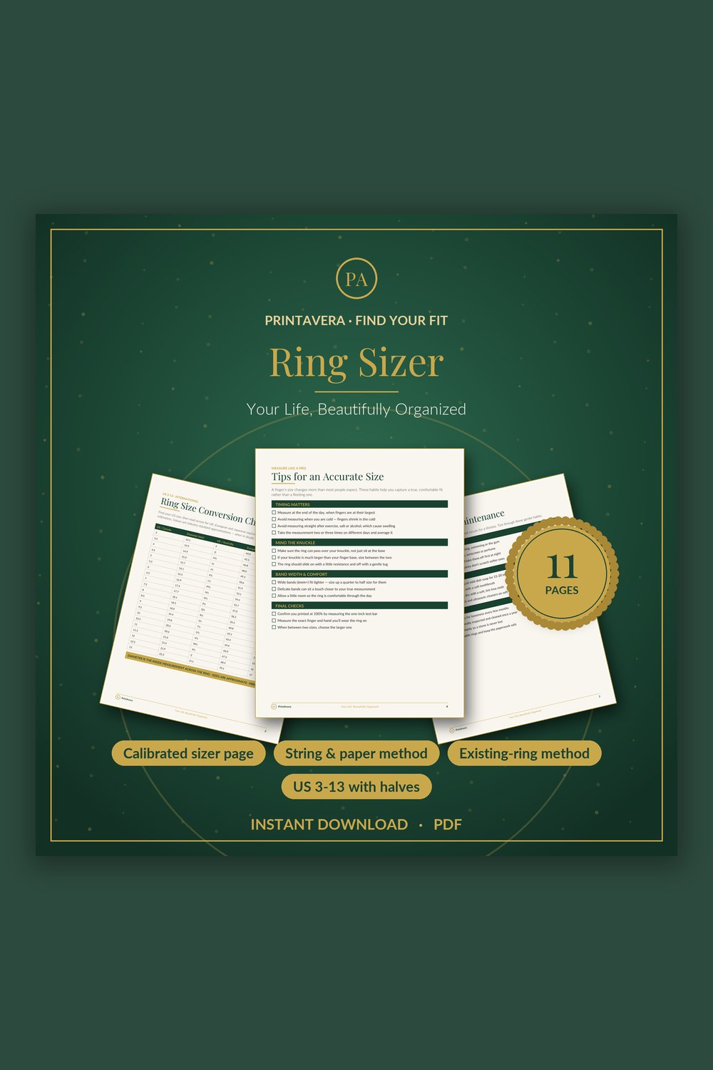 Printable Ring Sizer — PrintAvera printable