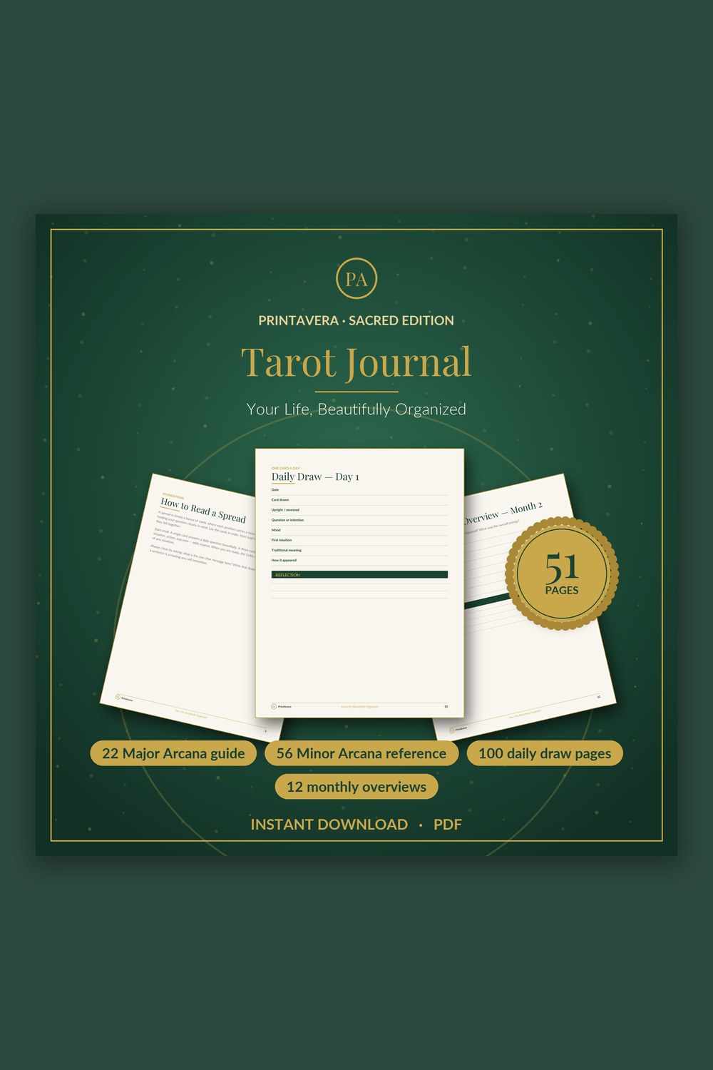 Tarot Card Tracker Journal — PrintAvera printable