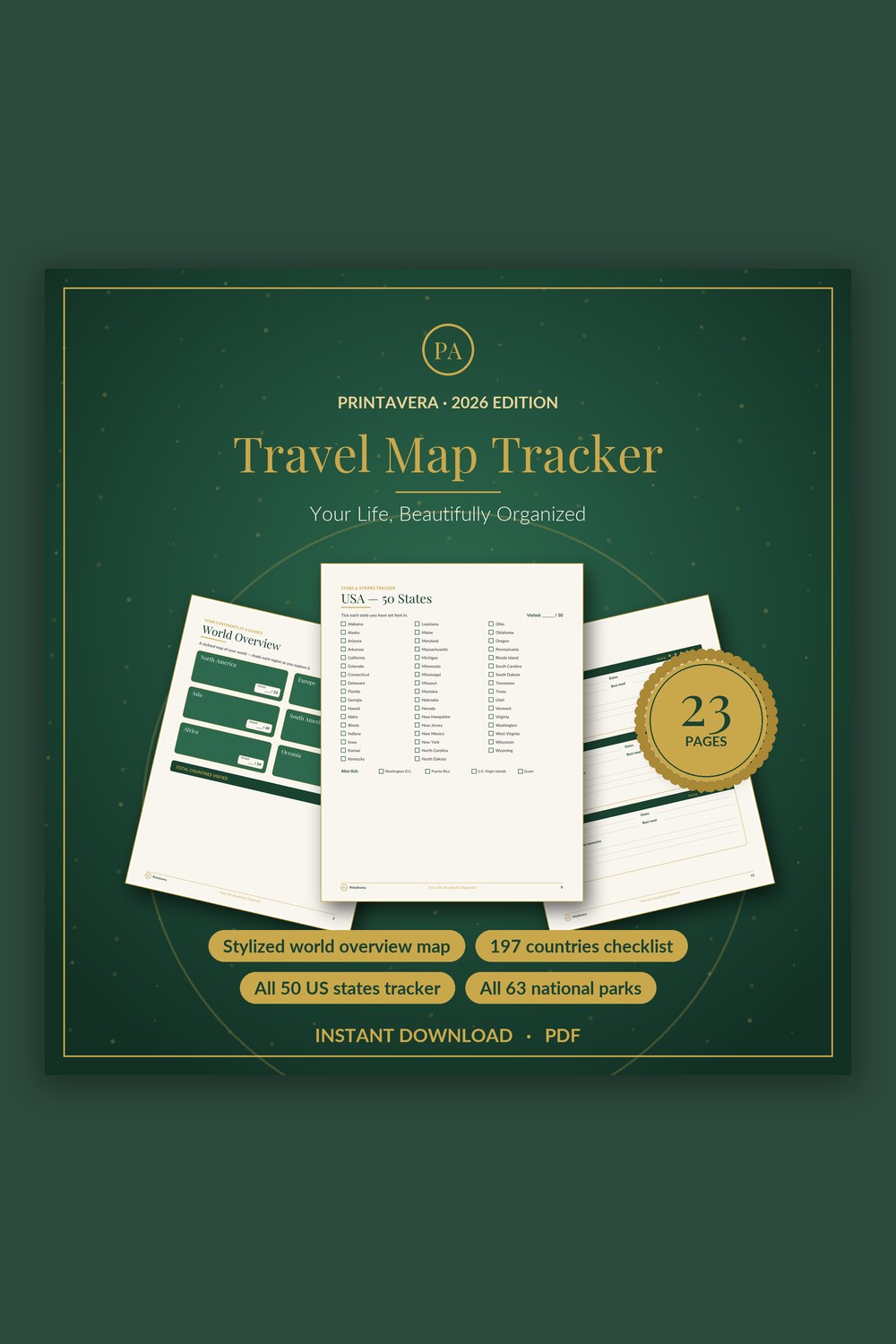 Travel Map Tracker Printable — PrintAvera printable