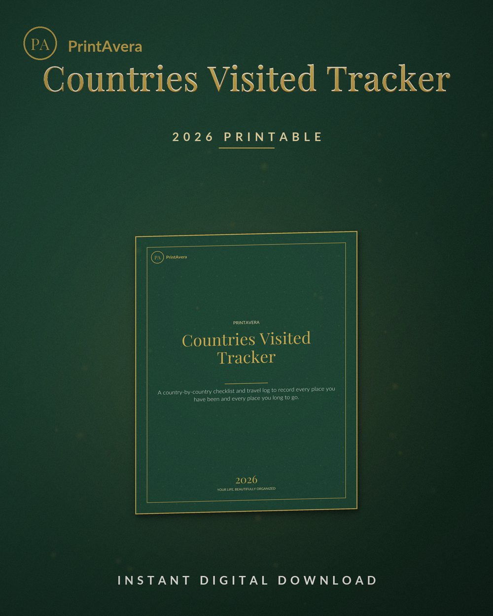 Countries Visited Tracker — PrintAvera printable